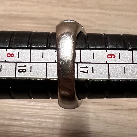 Vintage Designer Hallmarked Geometric Sterling Silver Citrine Ring, Size 7 - Picture 11 of 11